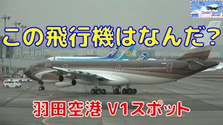 羽田空港 V1 スポットに駐機していた謎の飛行機