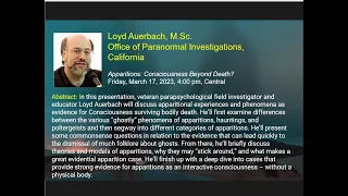 March 17th Loyd Auerbach Apparitions Consciousness Beyond Death