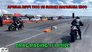 APRILIA RSV4 1100 vs SUZUKI HAYABUSA 1300 motorcycle drag race 1/4 mile 🚦🚗 - 4K UHD