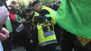 Pro-Palestinian protesters removed by Swedish police before Eurovision final | AFP