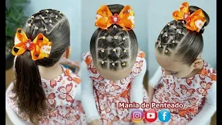 Penteado Infantil fácil com ligas | Easy hairstyle with rubber band for girl | Coiffures simples