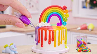 Colorful Miniature Melting Rainbow Chocolate Cake Decorating - Mini Rainbow Cake | Mini Bakery