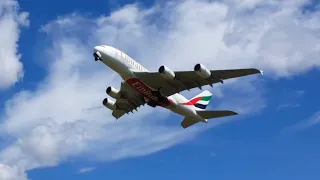 Emirates A380-861 A6-EOS takeoff from Birmingham Airport