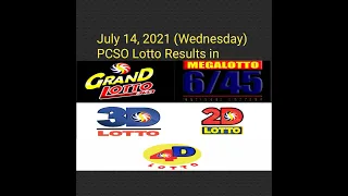 9pm PCSO Lotto Draw Results Tonight July 14, 2021 (Wednesday) 6/55 6/45 3D 2D 4D