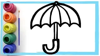 Draw and Paint a Colorful Umbrella Coloring Pages for Kids Learn Colors | Whoopee Playhouse