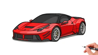 How to draw a FERRARI 458 ITALIA / drawing Ferrari 458 prior design 2009 sports car step by step