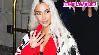 Kim Kardashian Pops Out In A Red Trench Coat & Ice Blonde Hair For Night 2 Of Partying At Zero Bond