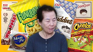 Korean in her 70s tries American Snacks 2