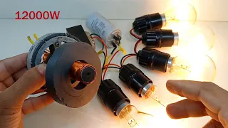 Amazing Ideas how to make 240v 12000w free electricity generator with copper wire