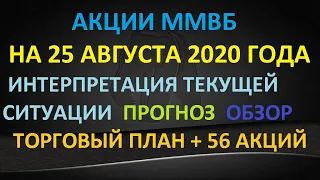 Акции ММВБ на 25.08.2020 - интерпретация текущей ситуации. Прогноз. Обзор. Торговый план- инвестиции