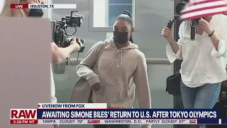 Simone Biles returns home after Tokyo Olympics