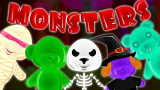 Five Little Monsters Scary Nursery Rhymes | Halloween Songs For Kids And Children By Jelly Bears