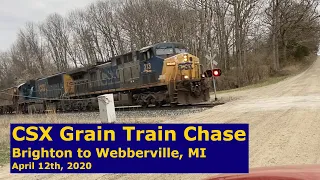 CSX Grain Train Chase - Brighton to Webberville, MI