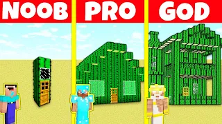 Minecraft Battle: CACTUS HOUSE CHALLENGE - NOOB vs PRO vs GOD / Animation