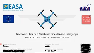 EU Kompetenznachweis für Drohnen Piloten  A1/A3 open Registrierung beim Luftfahrtbundesamt kostenlos