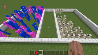 FNF Kissy Missy and Huggy Wuggy vs Iron Golems in Minecraft PE