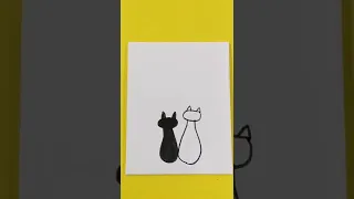 ♥️ Dibujos de Gatos  🟢 Como Dibujar Gatos en forma de Corazón  siluetas ⭐ Easy Art