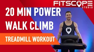 20 Min Power Walk Climb: Low Impact Treadmill Walking w/ Incline