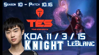 TES Knight LEBLANC vs FIZZ Mid - Patch 10.16 KR Ranked