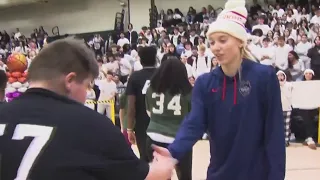 Paige Bueckers surprises Enfield High School students