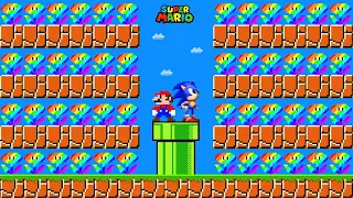 Can Mario vs Sonic Collect 999 Rainbow Flowers In New Super Mario Bros. Wii?? | Game Animation