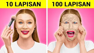 TANTANGAN 100 LAPIS || 1000 Lapis Kuku, Lipstik, Makeup! GAME TANTANGAN Oleh 123 GO! TRENDS