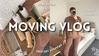 MOVING VLOG | home decor haul, grocery shopping + unpacking
