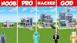 TROPICAL BASE HOUSE BUILD CHALLENGE - Minecraft Battle: NOOB vs PRO vs HACKER vs GOD / Animation