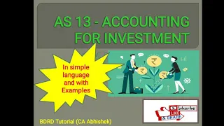 AS 13 Accounting for Investments|CA Final|CA Ipcc|CA| (in English)