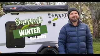 SOLO CAMPING ADVENTURE, Gumnut Teardrop camper enjoying the Australian bush in Winter.