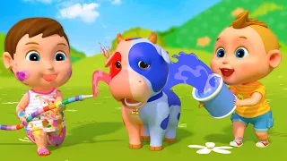 Learning Colors With The Cow And Surprised Eggs - Cartoon For Kid With Color Eggs | Game Animal