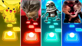 Pikachu Coffin Dance vs Chipi Chipi Chapa Chapa Cat vs Crazy Frog Axel F vs Doorbell Cat - Tiles Hop