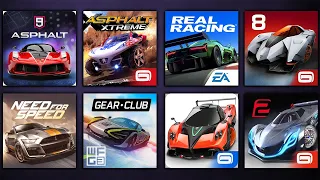 Asphalt 9,Asphalt Xtreme,Real Racing 3,Asphalt 8,Need for Speed No Limits,Gear.Club,Asphalt Nitro,