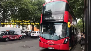 FULL ROUTE VISUAL | London Bus Route 29: Wood Green - Trafalgar Square (LK66HCY HV212)