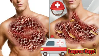 ASMR Remove Big Acne & Maggot Infected Chest | Severely Injured Animation
