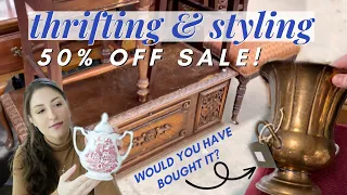 50% OFF SALE! THRIFTING HOME DECOR + STYLED THRIFT HAUL