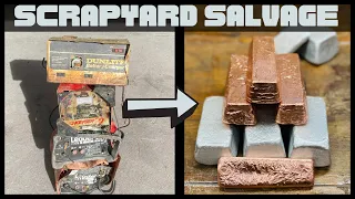 ScrapYard Salvage - Busted Battery Charger Bars - Trash To Treasure - ASMR Metal Melting - BigStackD