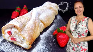 🍓 How to make strawberry dessert. Homemade strawberry Karpatka #LudaEasyCook