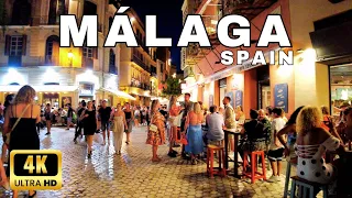 🇪🇦[4K] MALAGA Spain Beautiful City at Night Summer 2023 | Costa del Sol, Andalucía