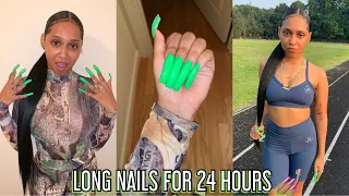 LONG NAILS FOR 24 HOURS CHALLENGE!!!