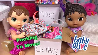 BABY ALIVE Dolls packing boxes to Move! Moving day 📦