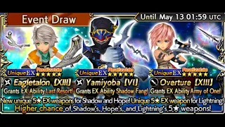 164 Tickets & 20k Gems Pulls on Hope, Shadow, Lightning Banner | DFFOO