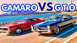 1967 GTO vs 1967 CAMARO (Pontiac vs Chevy) V8 Drag Race