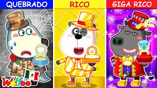 Rico vs Quebrado vs Giga Rico con Wolfoo y amigos! Historias Divertidas Para Niños