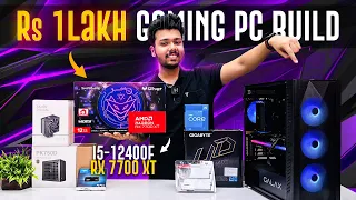 *BEST* Rs 1 Lakh Gaming PC Build 2023 🔥 Intel i5-12400F & RX 7700 XT