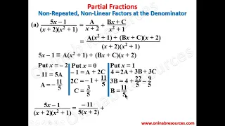 Partial fractions 2: Non-linear Factors at the Denominator