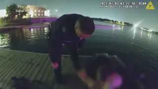 Officers save woman from car sinking in Dallas-area lake