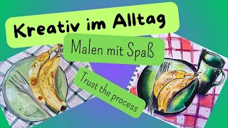 Kreativ im Alltag ♡ Inspiration im Alltäglichen finden ♡ mixed-media ♡ Künstlerin malt Bananen