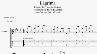 Lágrima (Preludio) - Tárrega - Tablatura por Jesús Amaya...