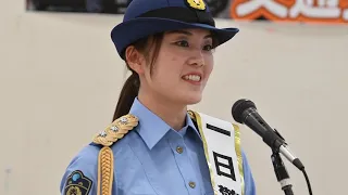 元　岡山シーガルズ　山口舞　1日警察署長　サンパーク新見